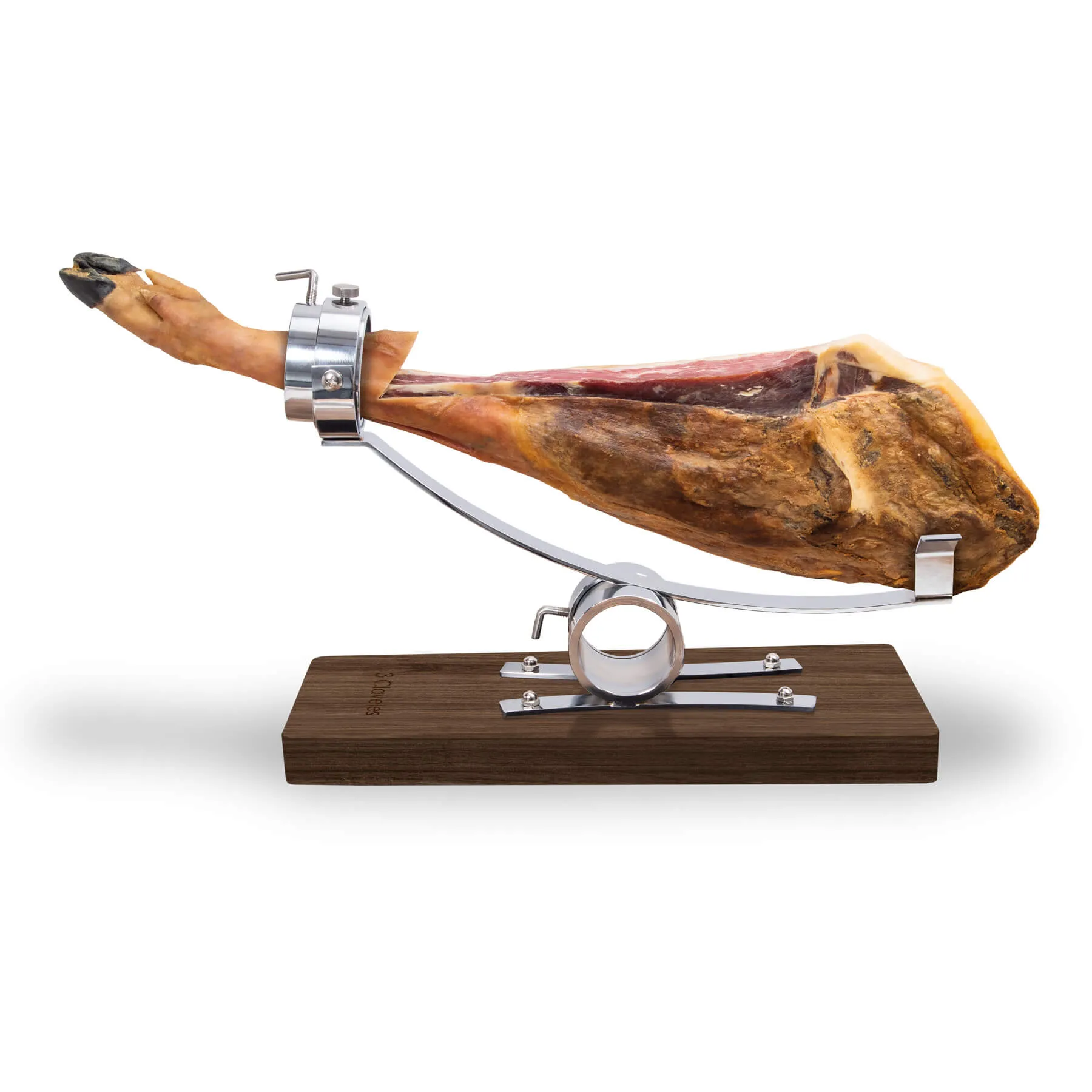 Soporte Jamonero Basculante con cabezal giratorio 3 Claveles + Cuchillo jamonero + cubre jamón de regalo - Imagen 5
