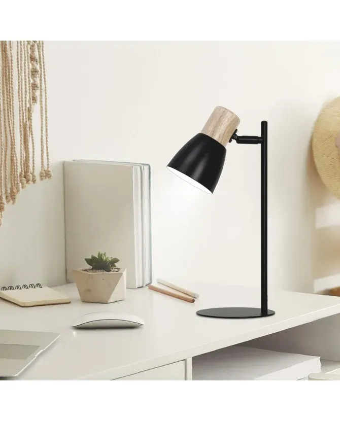 Flexo Cabin Negro-Madera 1 x 60W con Cabezal Orientable - Imagen 3