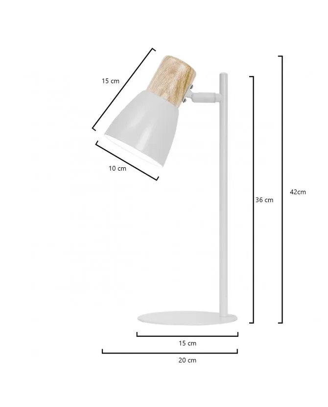 Flexo Cabin Blanco-Madera 1 x 60W con Cabezal Orientable - Imagen 2