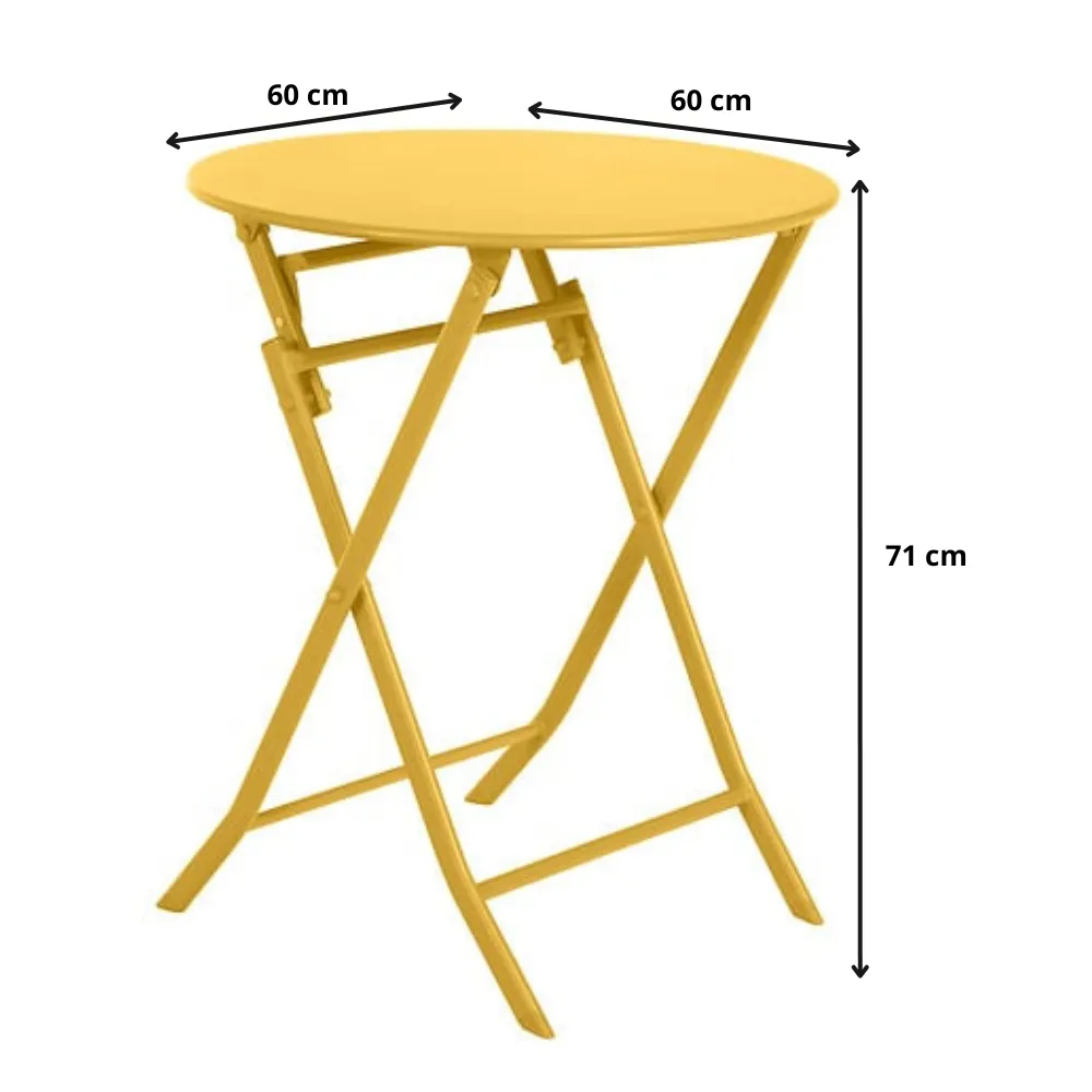 Mesa plegable redonda de 2 plazas mostaza Greensboro - Imagen 3