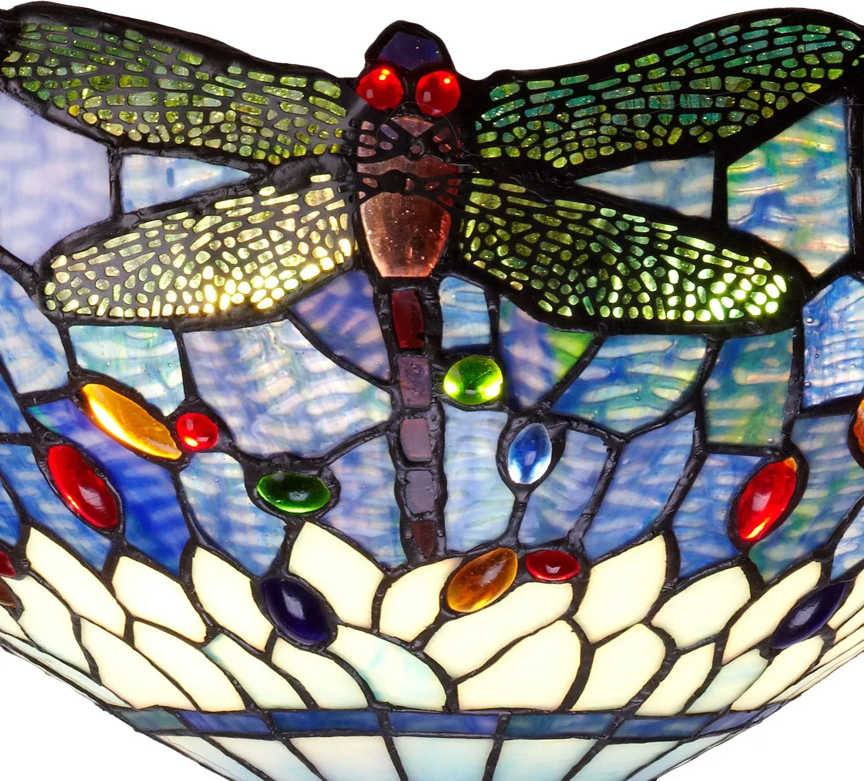 Aplique de pared Tiffany con libélulas y tonos azules - Imagen 3