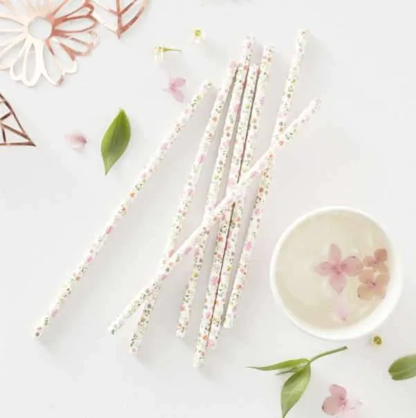 Pajitas florecitas papel
