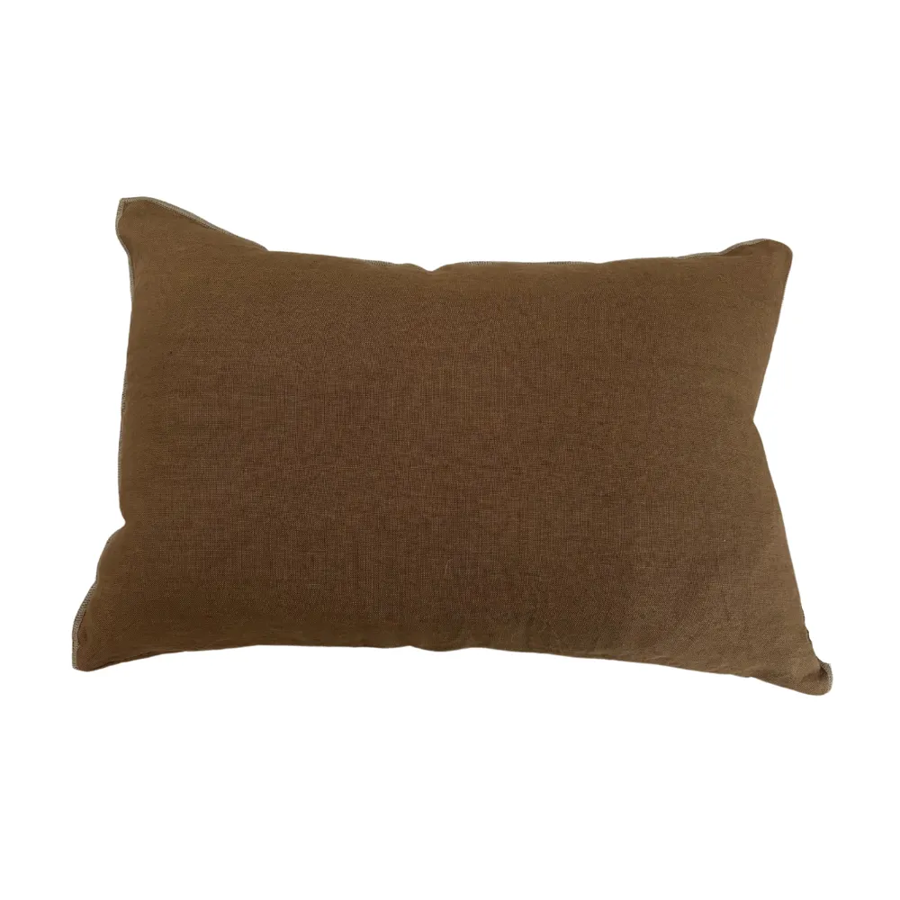 Funda de cojín SUENH Signature en lino 100% 40×60 Mustard Overlock