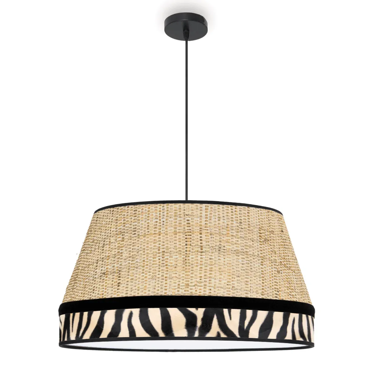 Lámpara Colgante Wild Fur con Imitación de Piel de Cebra o jirafa y Rejilla Banana - Imagen 4