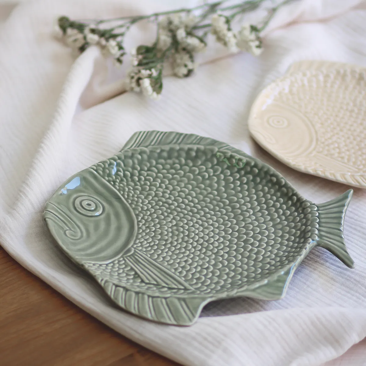 Plato llano – Pez – Verde pastel