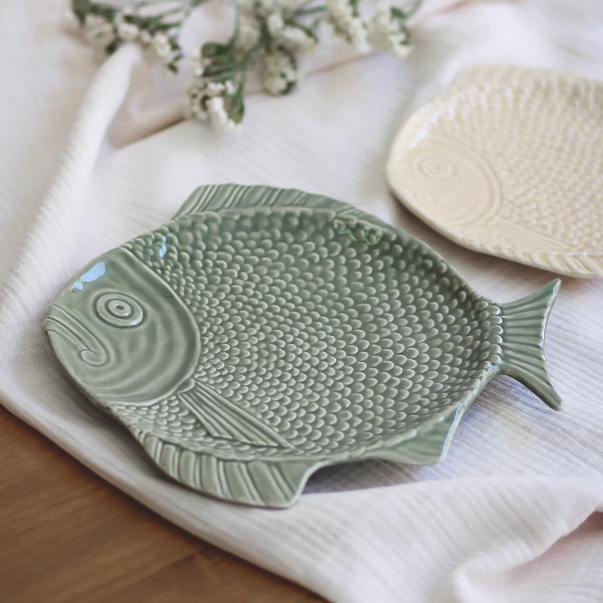 Plato llano – Pez – Verde pastel - Imagen 2