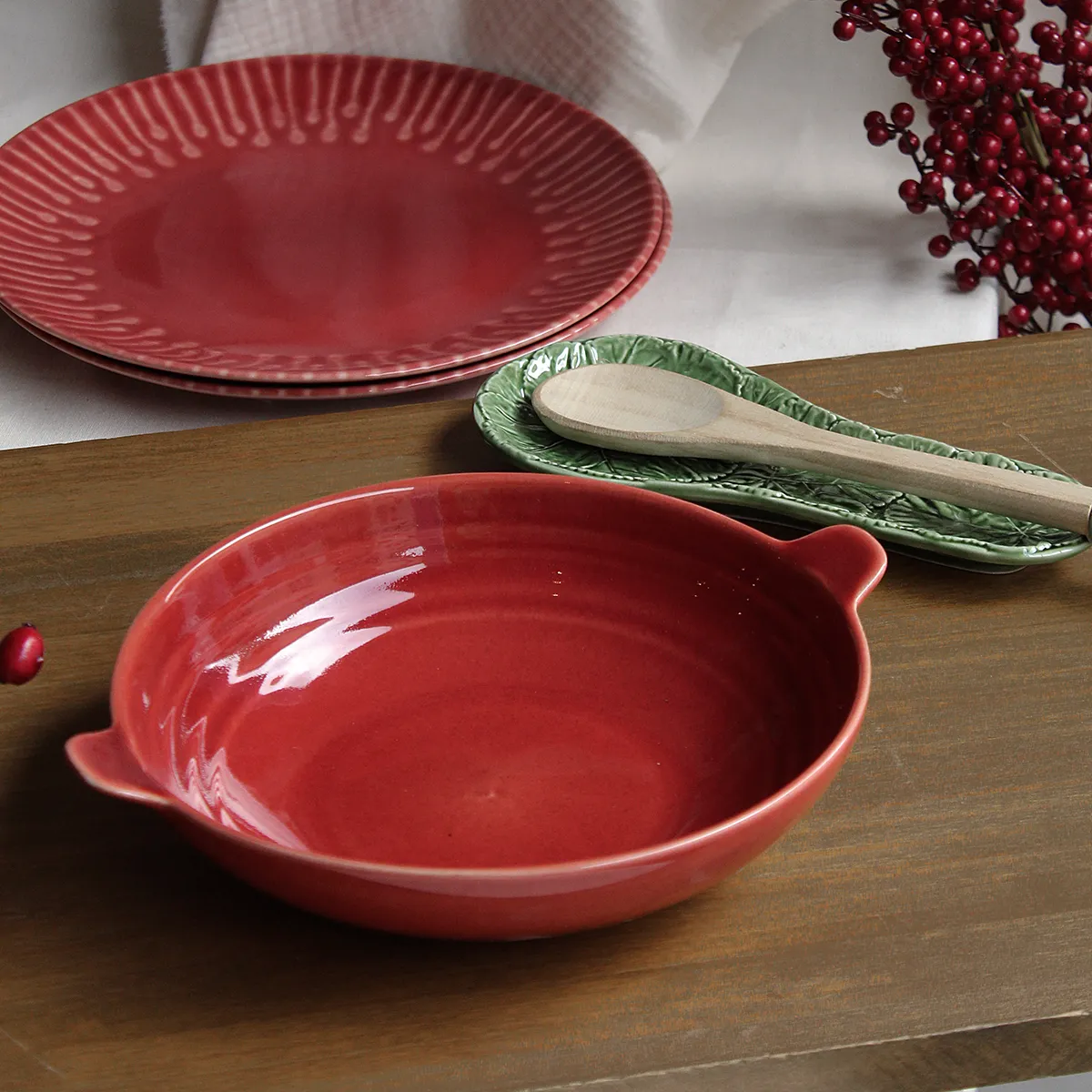 Fuente para horno redonda con asas – Gres - Imagen 4