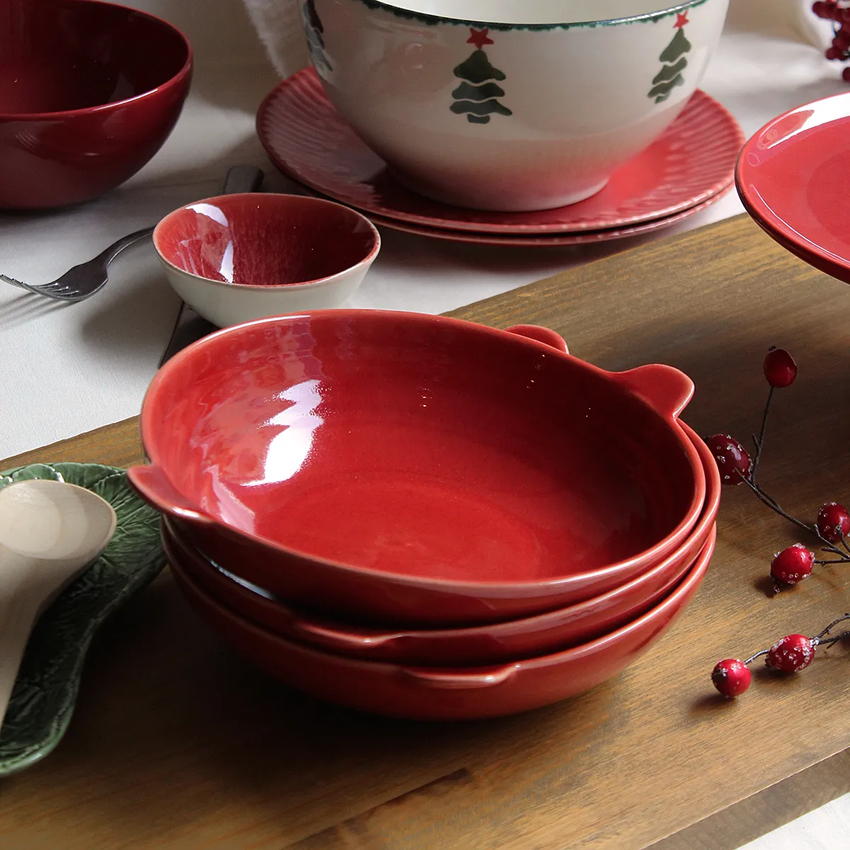 Fuente para horno redonda con asas – Gres