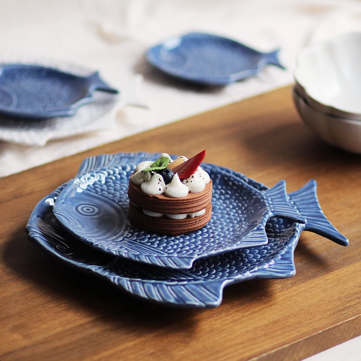 Plato llano – Pez – Azul - Imagen 2