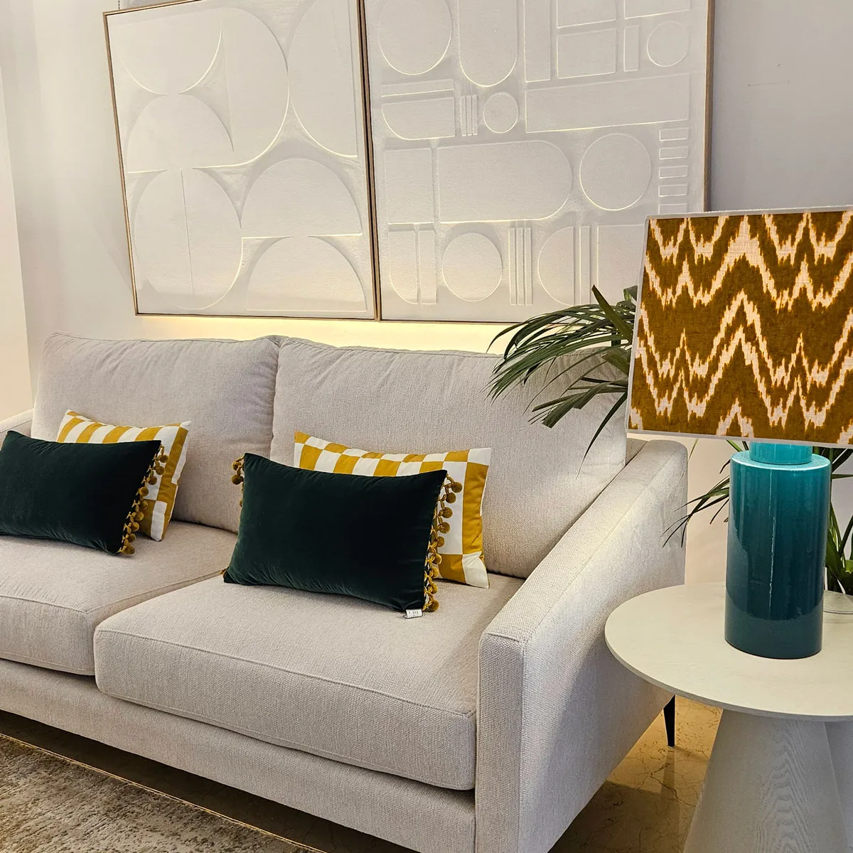 Lámpara cerámica cilindro en verde - Imagen 2