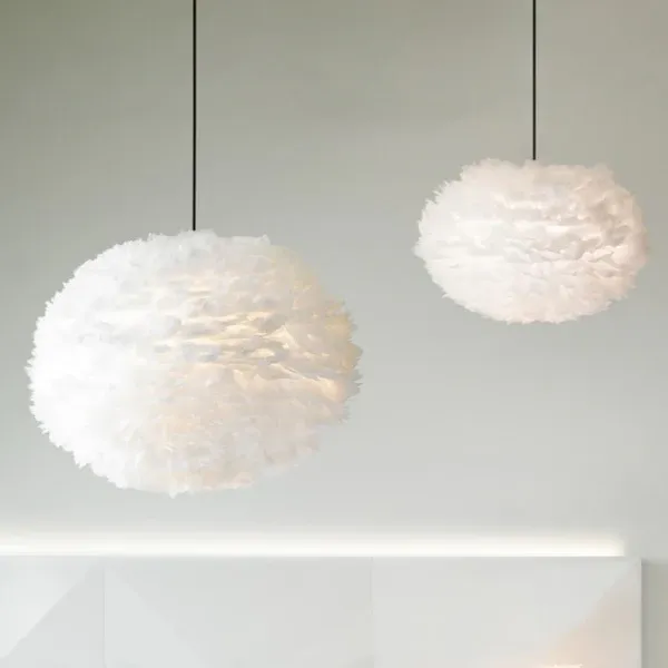 Pantalla de lámpara Eos Medium con plumas White - Imagen 8