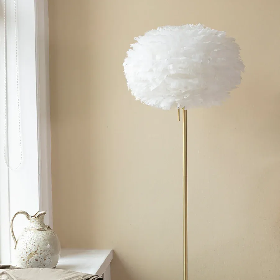 Pantalla de lámpara Eos Medium con plumas White - Imagen 5