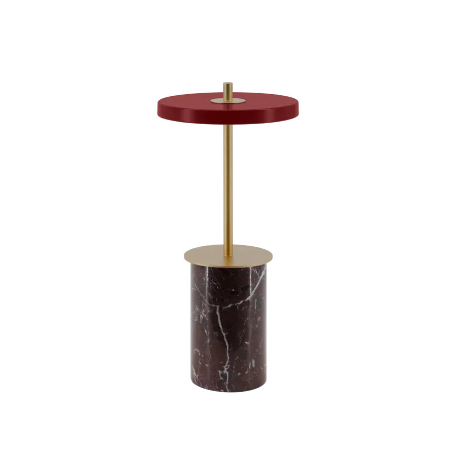 Lámpara de mesa portátil Asteria Move Mini en acero Red Marble