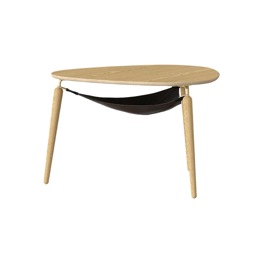 Mesa de centro Hang Out en madera de roble y acero Natural & Gold