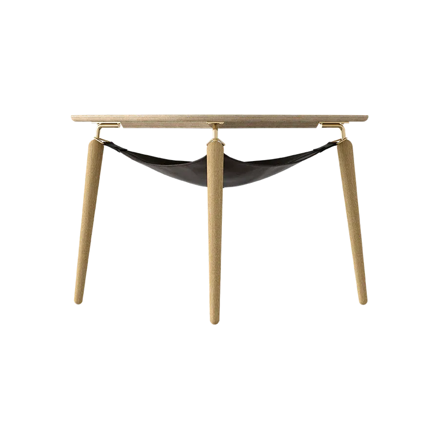 Mesa de centro Hang Out en madera de roble y acero Natural & Gold - Imagen 2