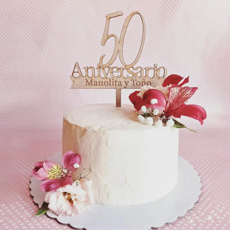 Topper aniversario con nombres grabados