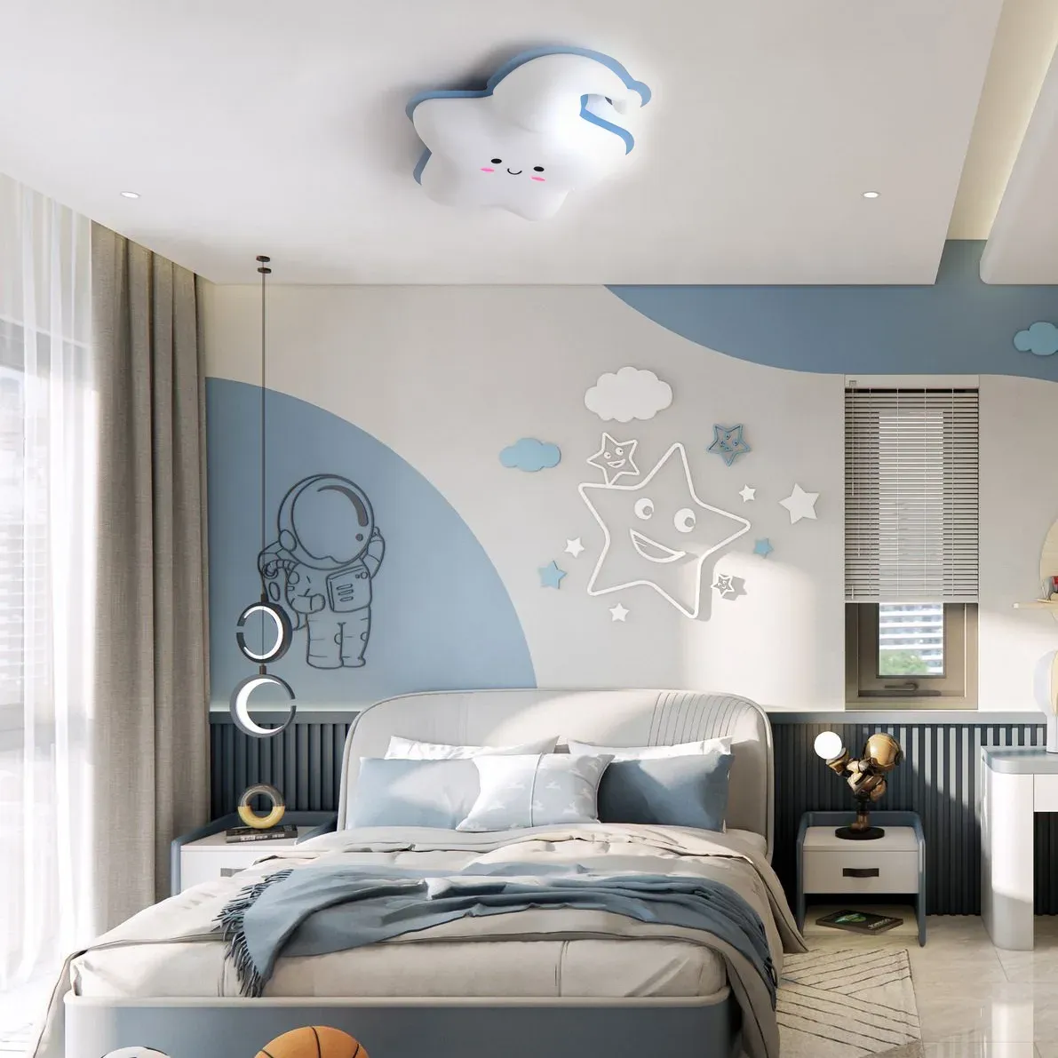 Plafón Infantil Estrella LED 42W – Diseño Dulce en Azul o Rosa - Imagen 4