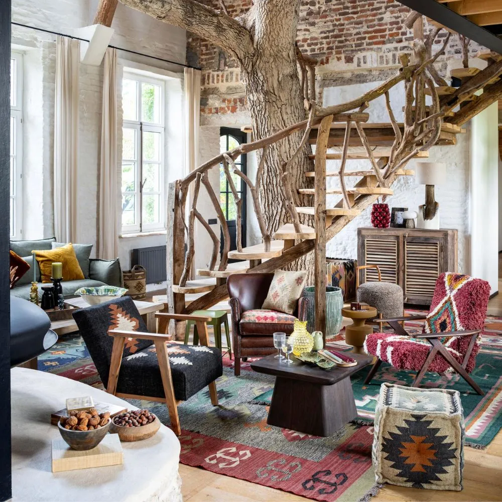 Puf reposapiés Summer Kilim de lana y yute cuadrado Blue - Imagen 9