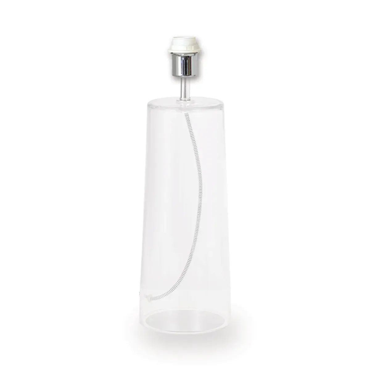 Pie de sobremesa Cónico de Cristal con Adornos de Cromo