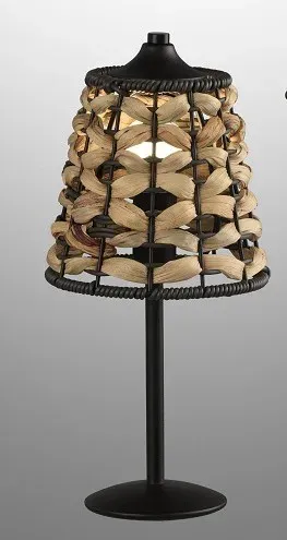 Lámpara de sobremesa de fibra vegetal trenzada