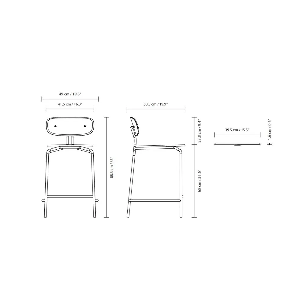 Taburete alto Curious en madera de roble y acero tapizado Shadow - Imagen 7