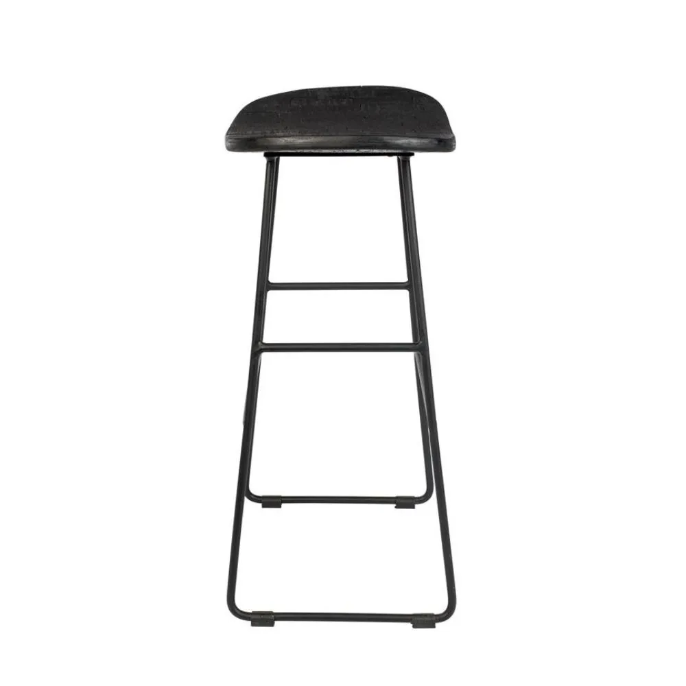 Taburete alto Tangle en madera de teca y acero Black - Imagen 4