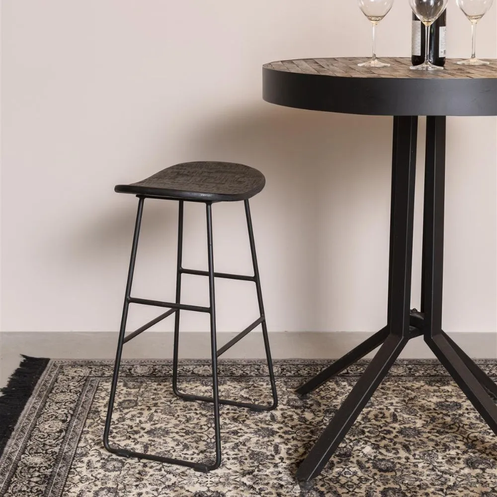 Taburete alto Tangle en madera de teca y acero Black - Imagen 9