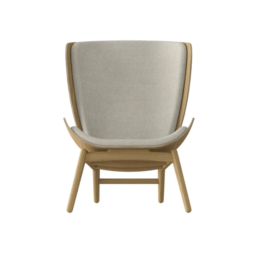 Sillón orejero The Reader en madera de roble tapizado White Sands - Imagen 2