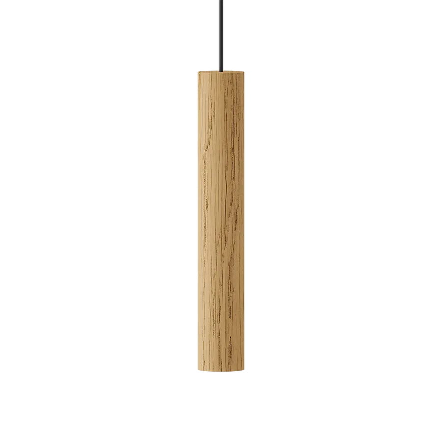 Lámpara colgante Chimes en madera de roble LED Natural Short