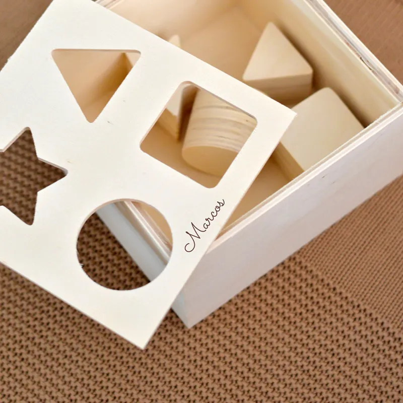 Cubo de actividades infantil bloques madera personalizado - Imagen 4