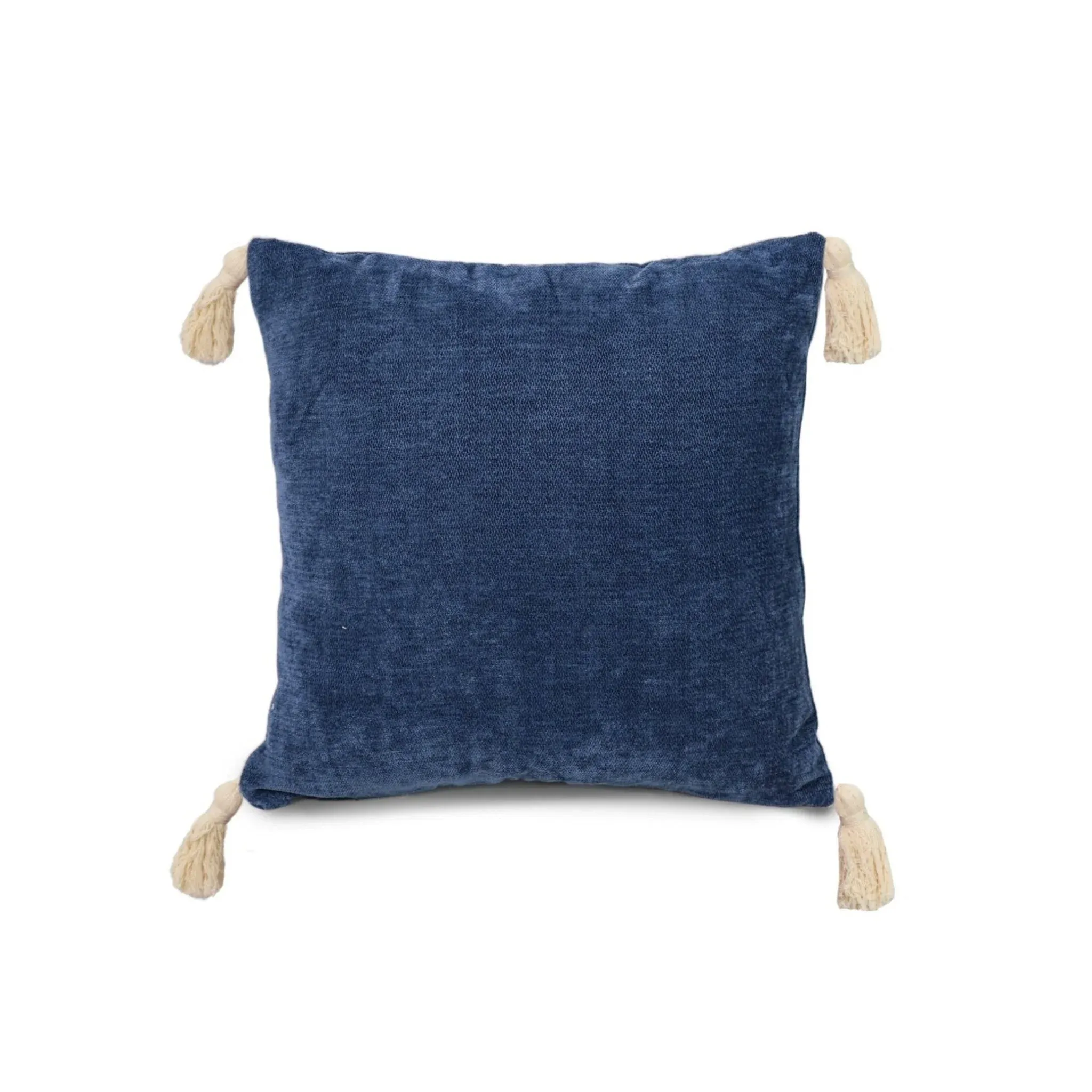 Cojín De Color Liso Algodón Y Poliéster Embellecido Con Flecos En Las Esquinas