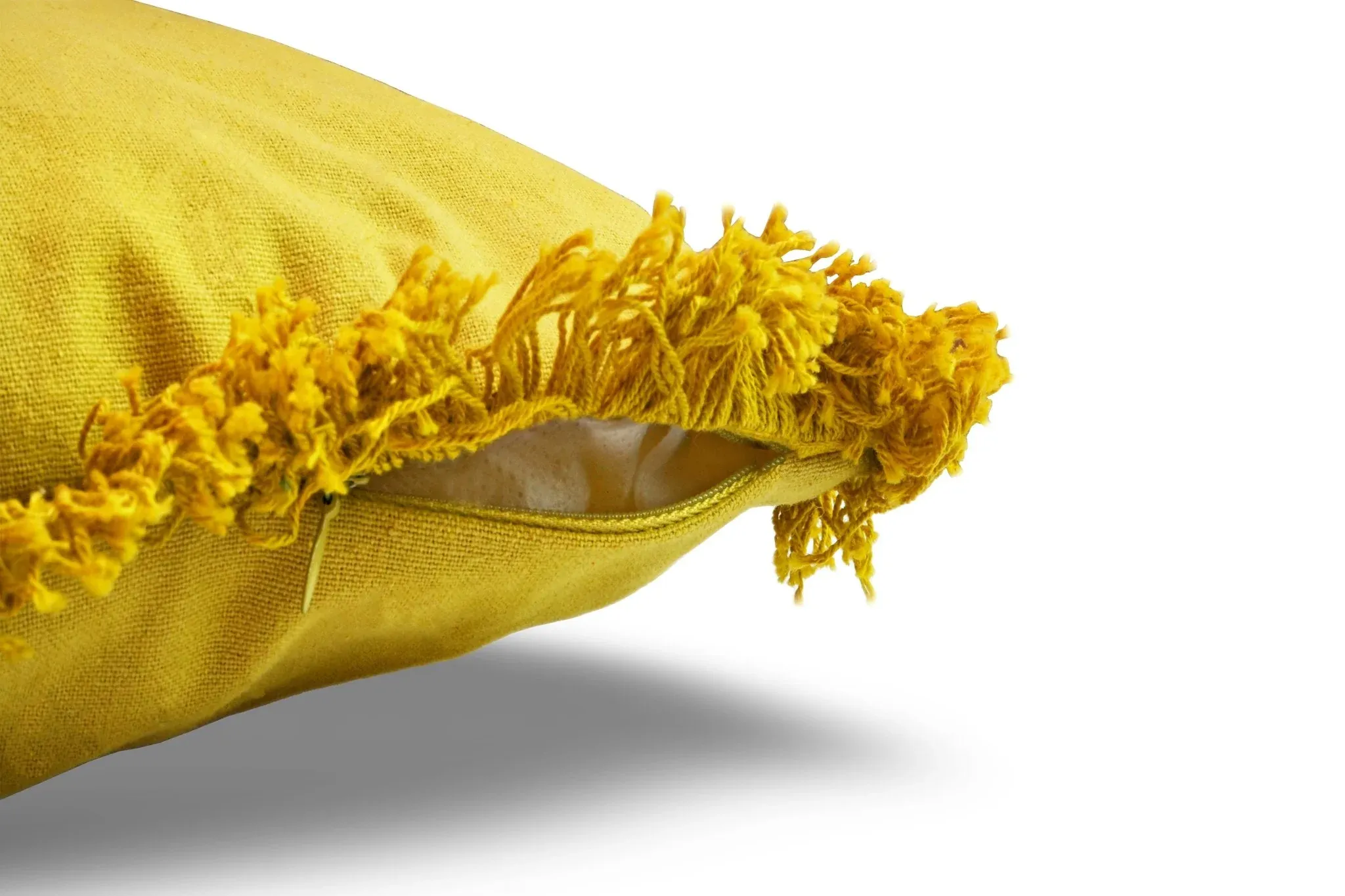 Cojín De Color Liso Algodón Y Poliéster Embellecido Con Flecos En Los Bordes - Imagen 5