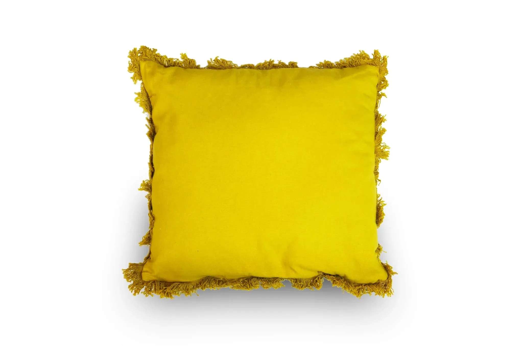 Cojín De Color Liso Algodón Y Poliéster Embellecido Con Flecos En Los Bordes - Imagen 2