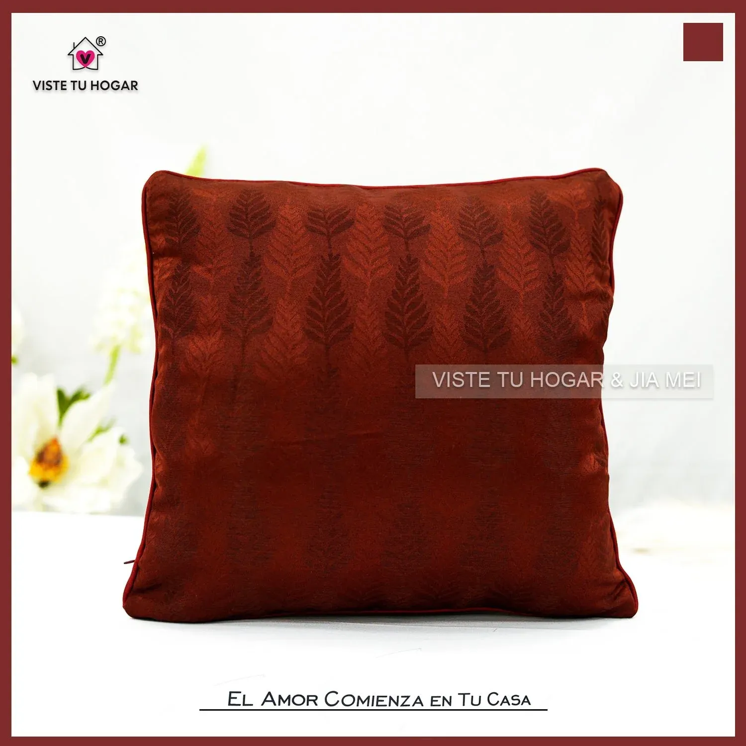 Cojín Jacquard Algodón Y Poliéster Con Diseño De Forma De Plumas - Imagen 8