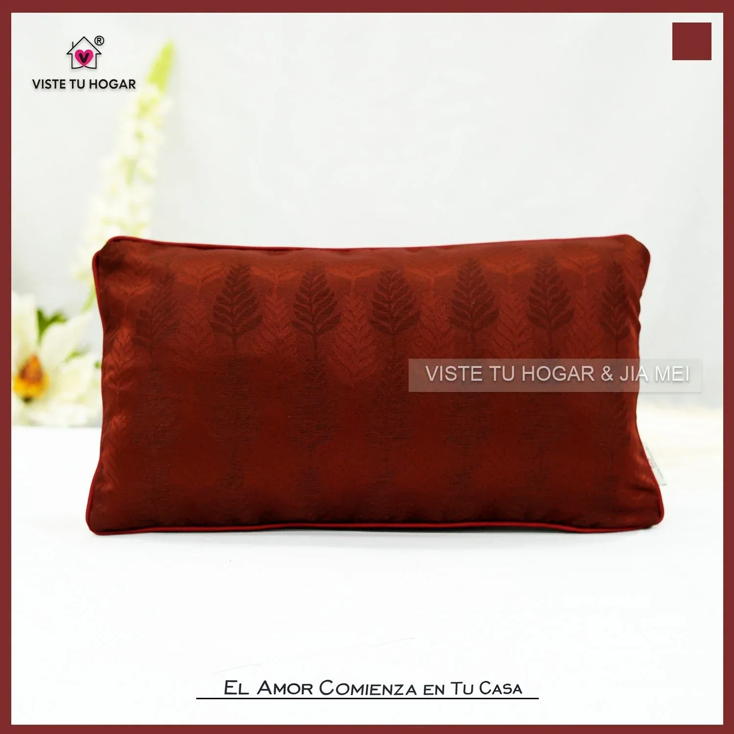 Cojín Jacquard Algodón Y Poliéster Con Diseño De Forma De Plumas - Imagen 9