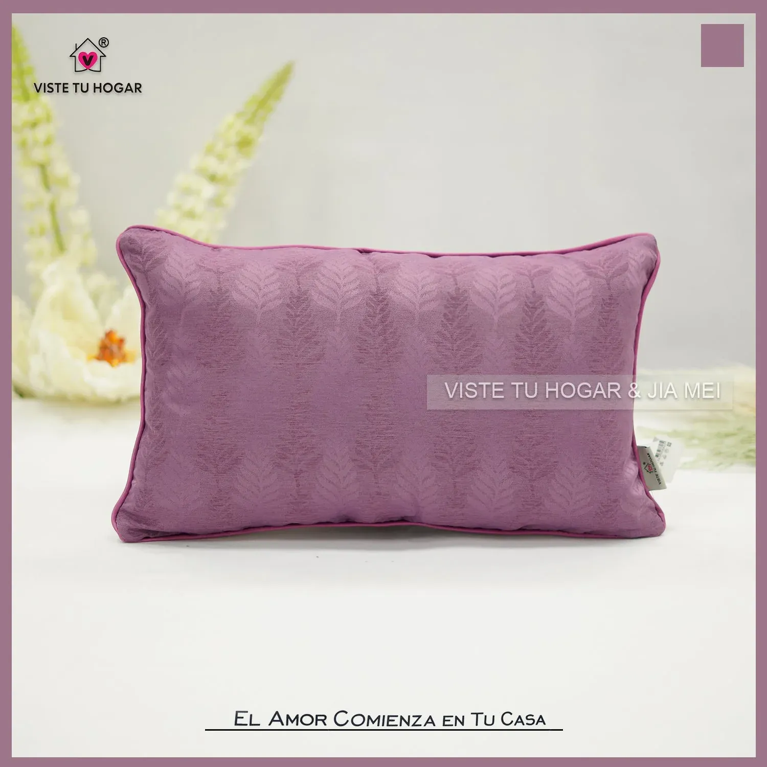 Cojín Jacquard Algodón Y Poliéster Con Diseño De Forma De Plumas - Imagen 2