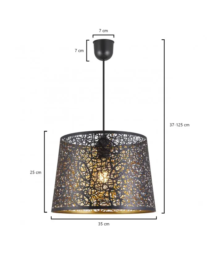 Lámpara colgante Grasse en negro y oro con diseño calado decorativo - Imagen 2