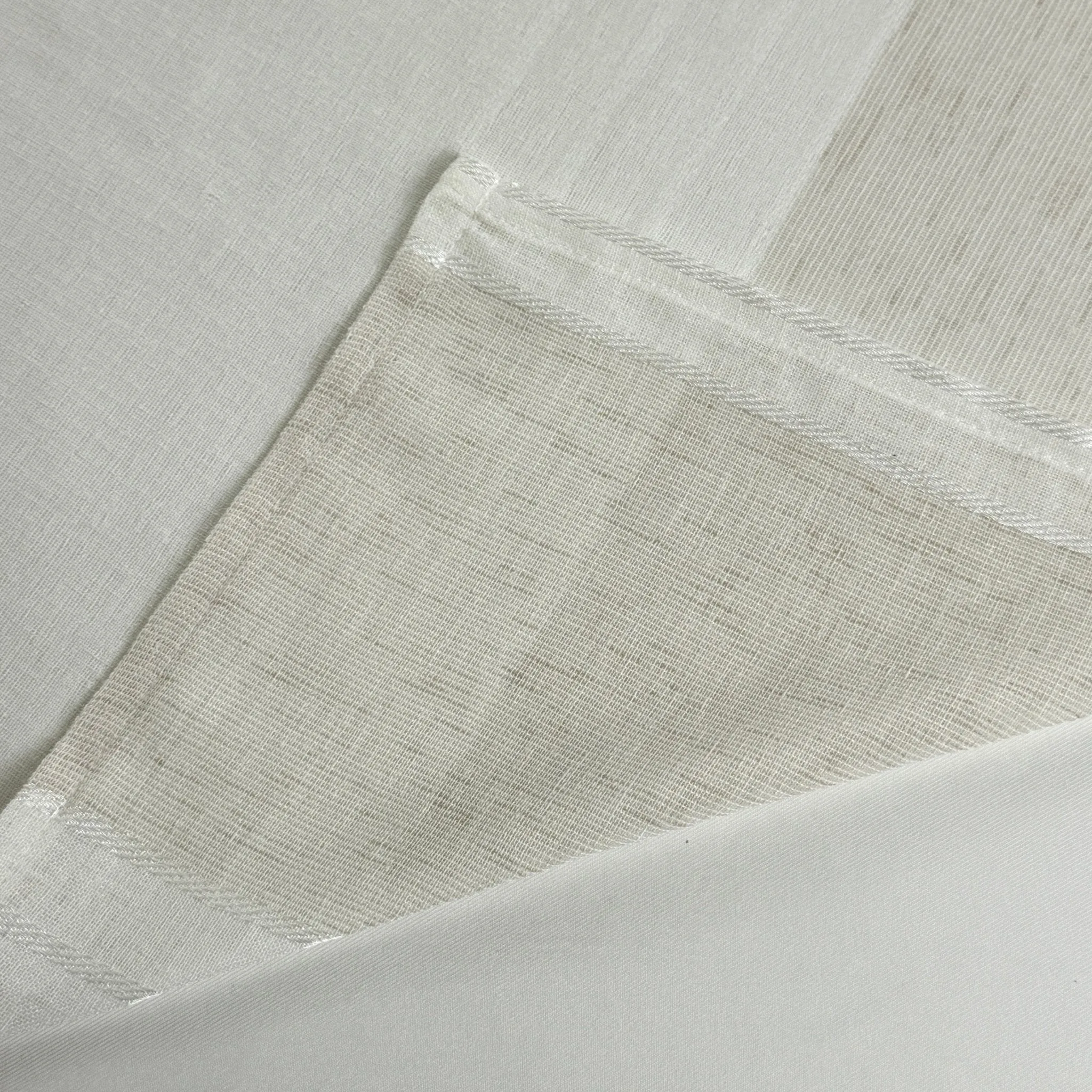 Cortinas De Visillo Tránslucido Lino y Poliéster Decorado Con Líneas Blancas Verticales - Imagen 5