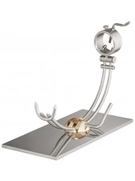 Jamonero Afinox PRIMUS «REGIO» base ACERO BRILLO semiesfera bañada en oro