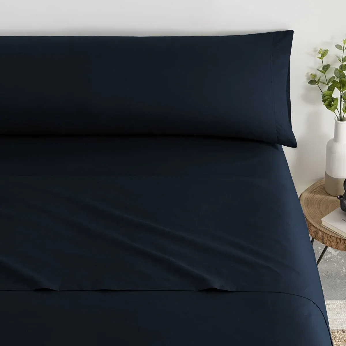 Juego De Sabana 50% Poliéster 50%Algodón Azul Oscuro - Imagen 2