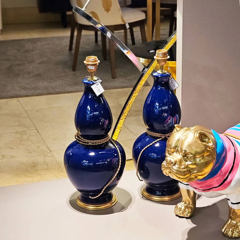 Lámpara cerámica en azul cobalto - Imagen 2