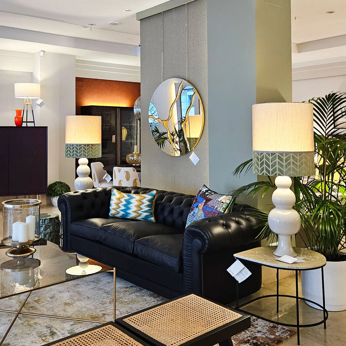 Lámpara cerámica con tres bolas en piedra - Imagen 3