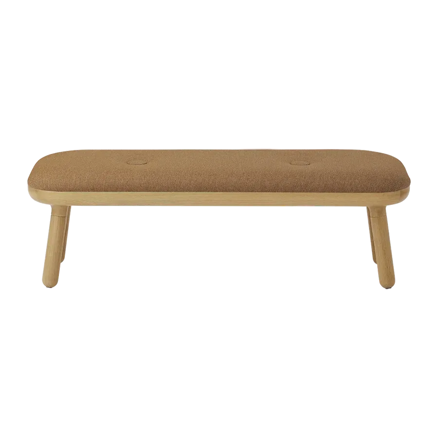Banco Paff en madera de roble tapizado Sugar Brown Low - Imagen 2