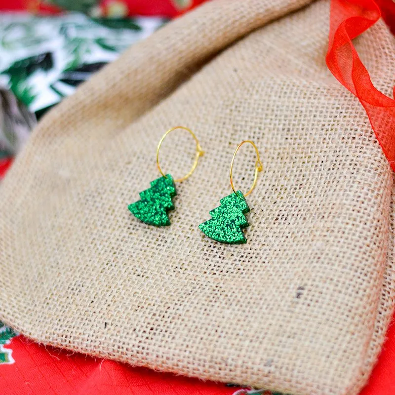 Pendientes árbol de Navidad glitter y espejo - Imagen 4