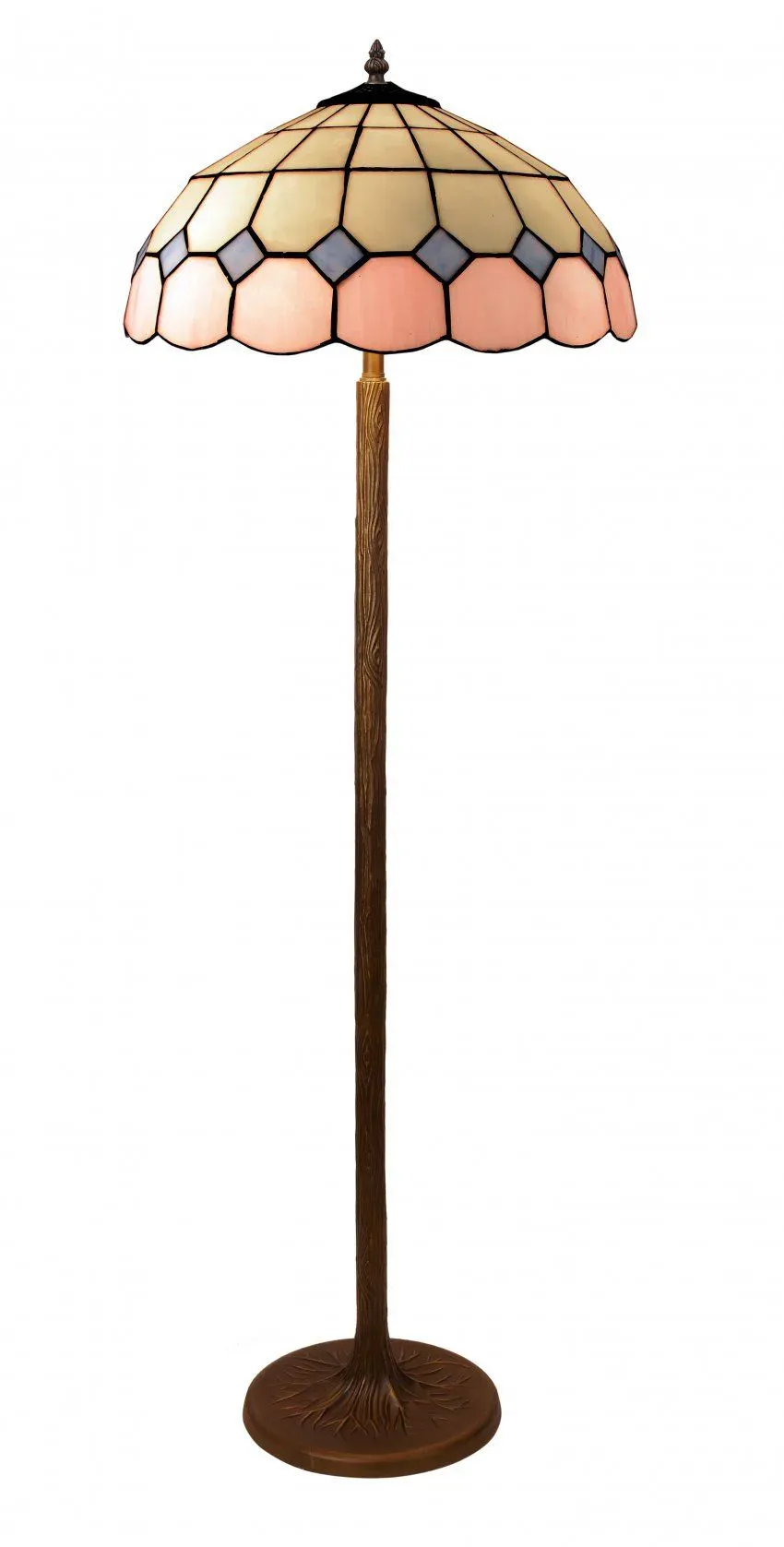 Pie de Salón Tiffany Serie Pink con base árbol y 3 luces