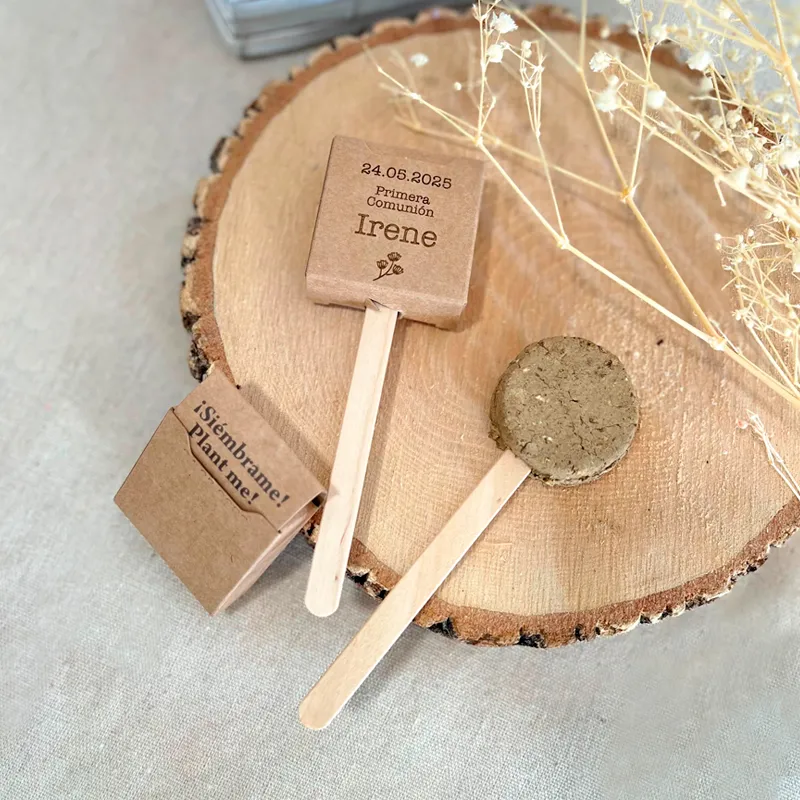 Piruleta semillas personalizada detalle invitados
