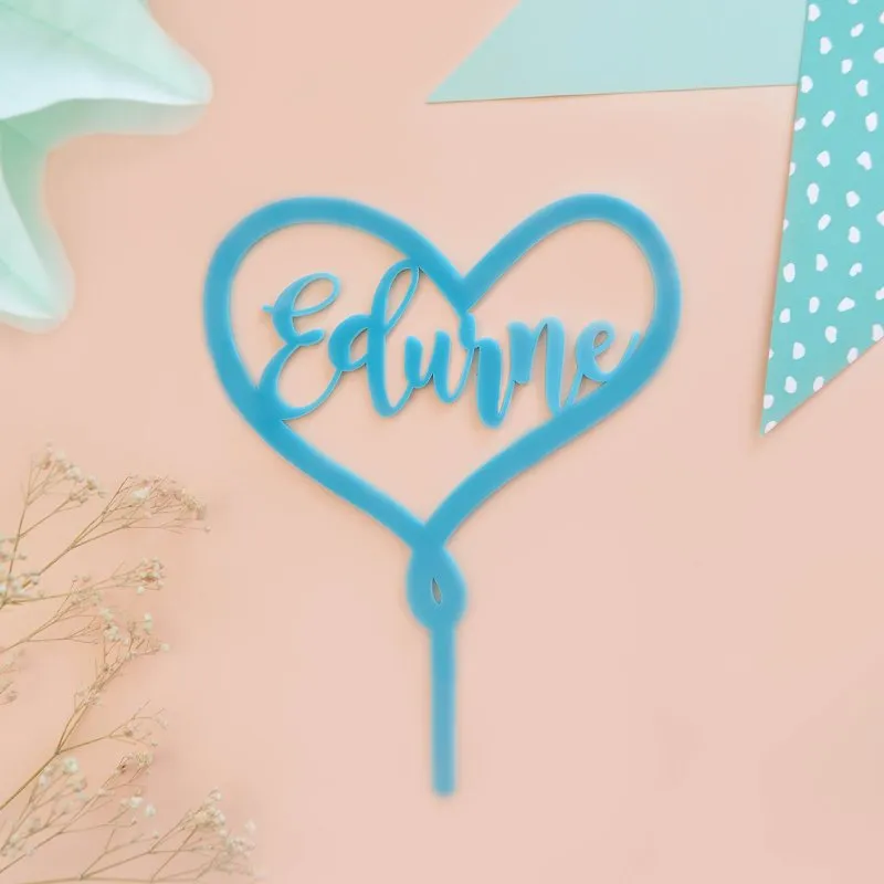 Topper personalizado corazón + nombre