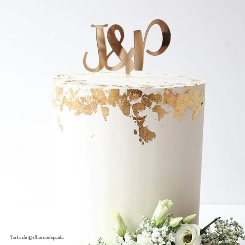 Topper personalizado iniciales altas novios - Imagen 2