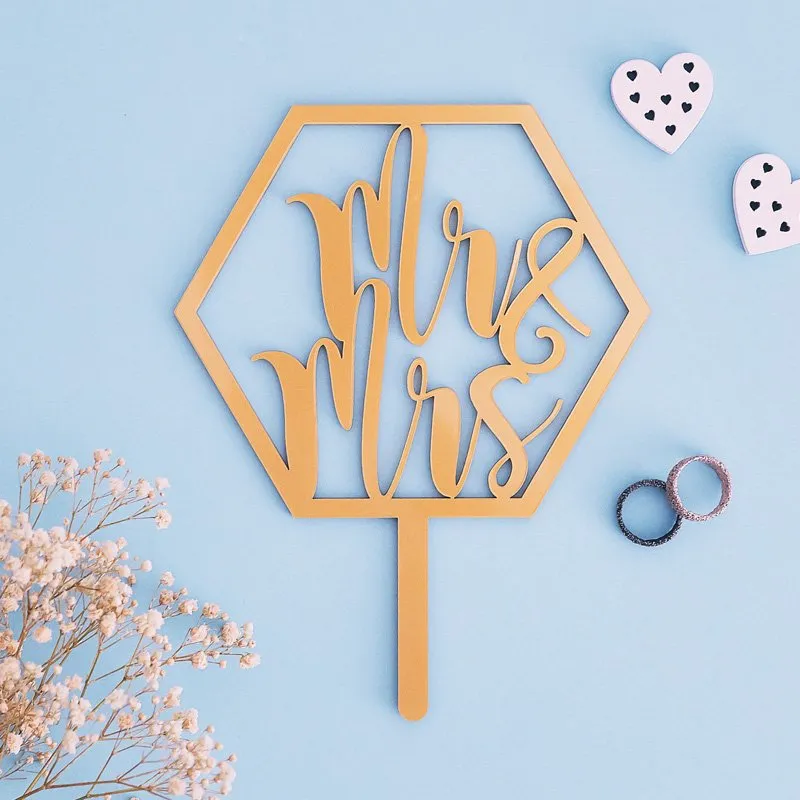 Topper especial boda Mr & Mrs Hexágono