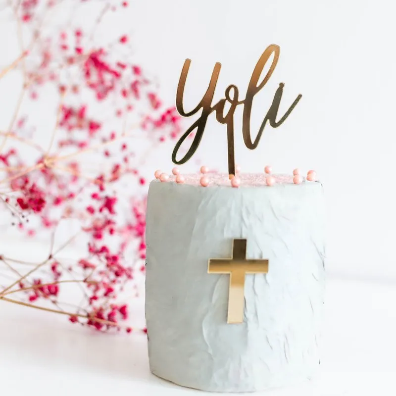 Topper Comunión personalizado Nombre + Cruz